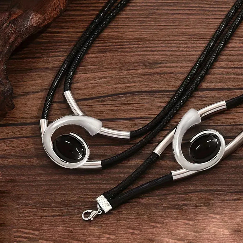 Bohemian Retro Spiral Acrylic Necklace & Bracelet Set