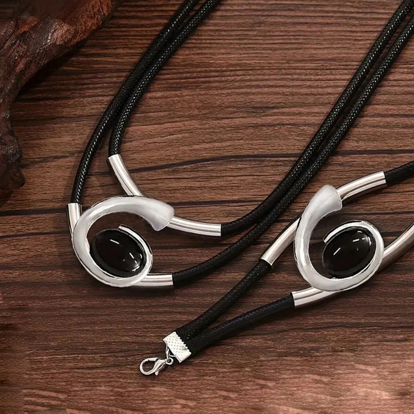 Bohemian Retro Spiral Acrylic Necklace & Bracelet Set