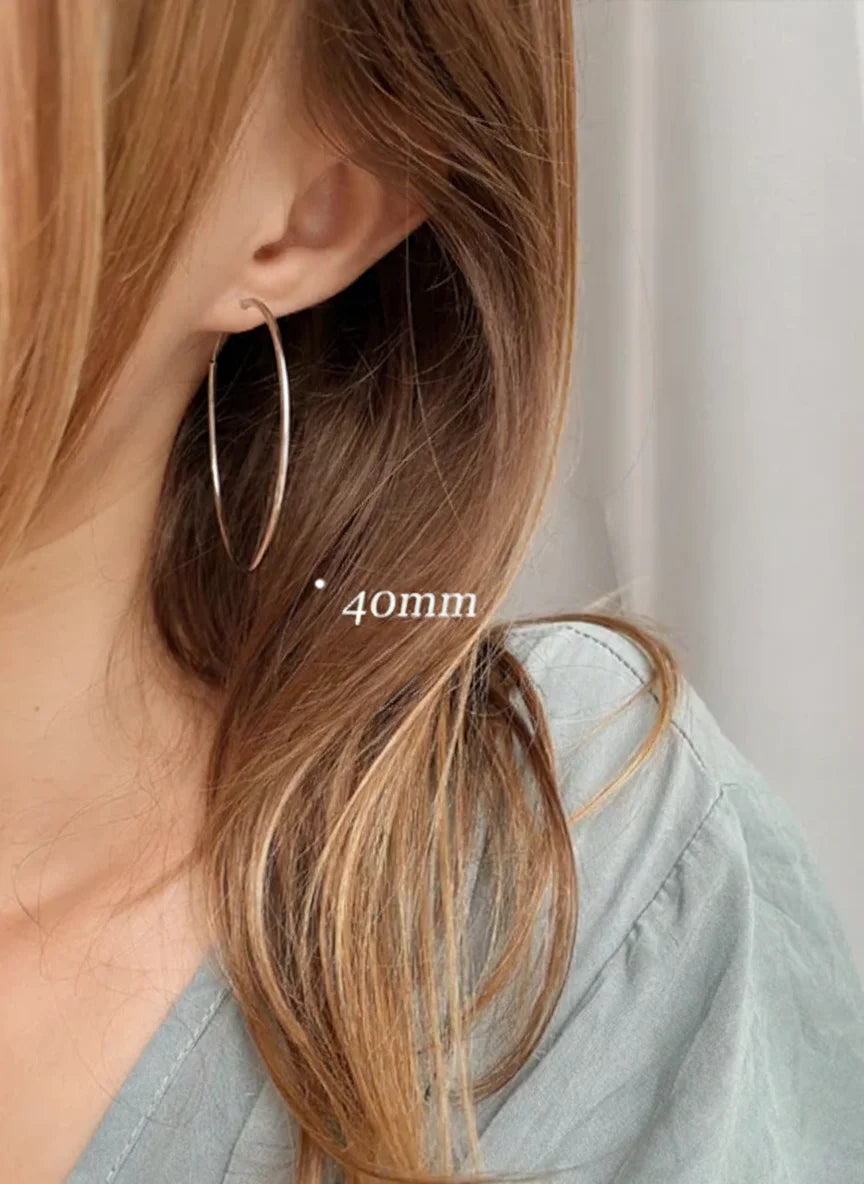 925 Sterling Silver Large Circle Hoop Earrings